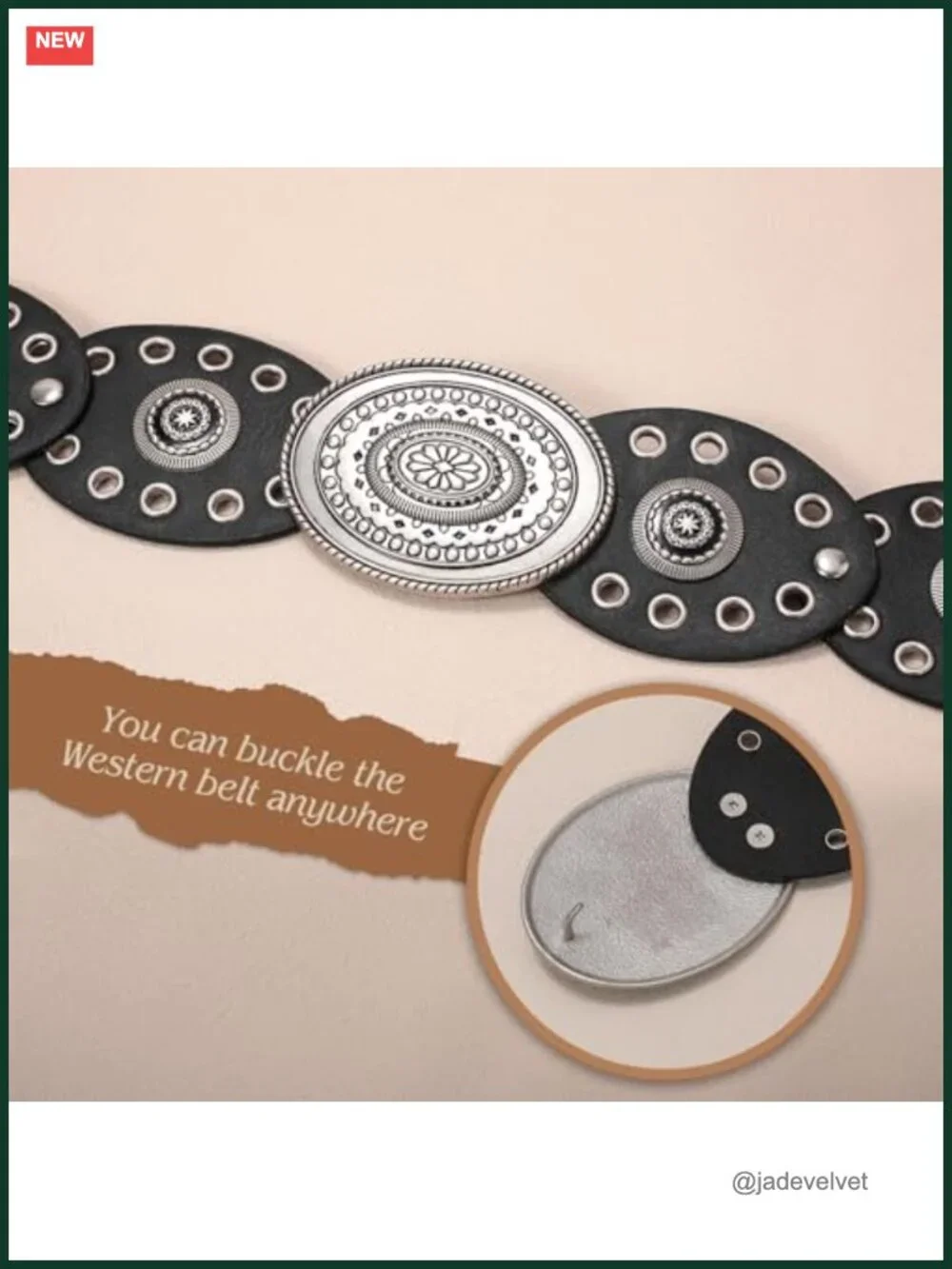 PU Leather Western Belt with Disc Concho - Vintage Boho Cowgirl Belt for